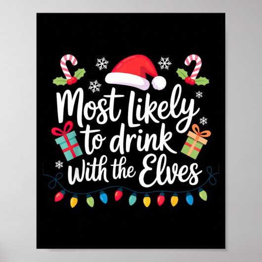 Most Likely To Drink With The Elves Christmas Poster (Voorkant)
