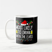 Most Likely To Drink With The Elves Elf Funny Drin Koffiemok (Links)