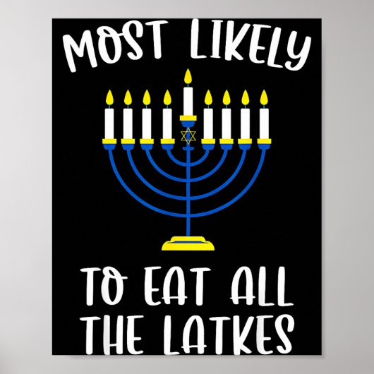 Most Likely To Eat All Latkes Hanukkah Group Match Poster (Voorkant)