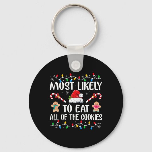 Most Likely To Eat All The Christmas Cookies Famil Sleutelhanger (Voorkant)