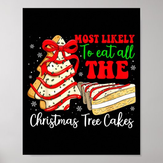 Most Likely To Eat All The Christmas Tree Cakes Fu Poster (Voorkant)