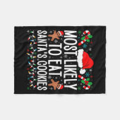 Most Likely To Eat Santa's Cookie Family Christmas Fleece Deken (Voorkant (Horizontaal))