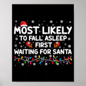 Most Likely To Fall Asleep First Funny Xmas Family Poster (Voorkant)