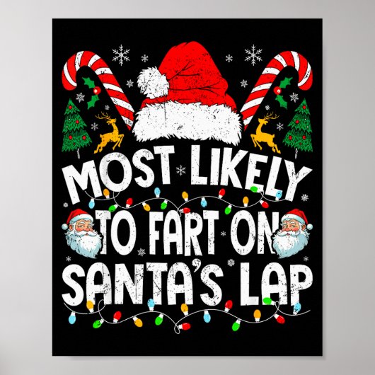 Most Likely To Fart On Santa’s Lap Family Matching Poster (Voorkant)