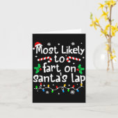Most Likely To Fart On Santa's Lap Christmas Match Kaart (Gele Bloem)