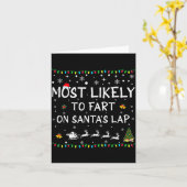 Most Likely To Fart On Santa's Lap Family Christma Kaart (Gele Bloem)