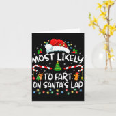 Most Likely To Fart On Santa's Lap Family Christma Kaart (Gele Bloem)