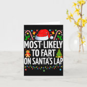 Most Likely To Fart On Santa's Lap Family Matching Kaart (Gele Bloem)