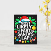 Most Likely To Fart On Santa's Lap Family Matching Kaart (Gele Bloem)