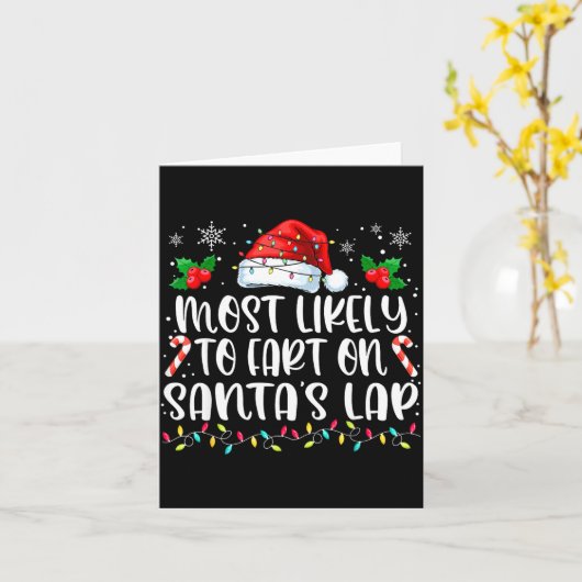 Most Likely To Fart On Santa's Lap Family Matching Kaart (Gele Bloem)