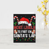 Most Likely To Fart On Santa's Lap Family Matching Kaart (Gele Bloem)