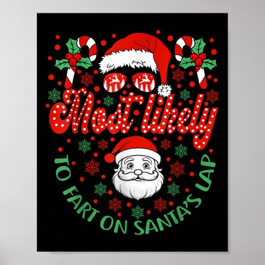 Most Likely To Fart On Santa's Lap Family Matching Poster (Voorkant)