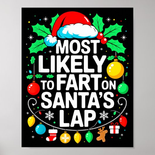Most Likely To Fart On Santa's Lap Family Matching Poster (Voorkant)