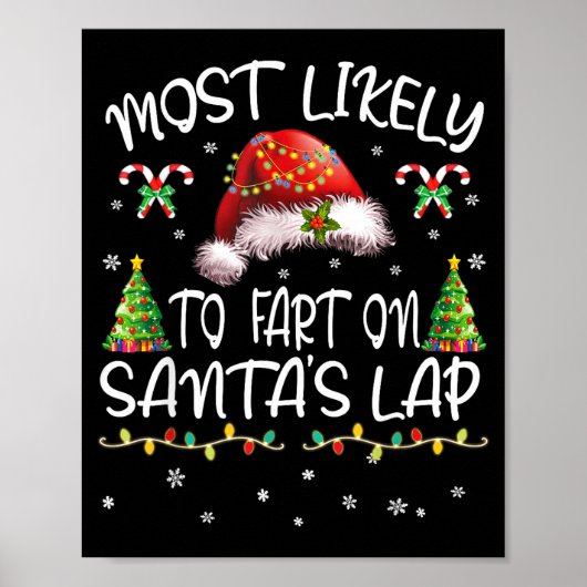 Most Likely To Fart On Santa's Lap Funny Christmas Poster (Voorkant)