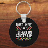 Most Likely To Fart On Santas Lap Funny Christmas Sleutelhanger (Voorkant)
