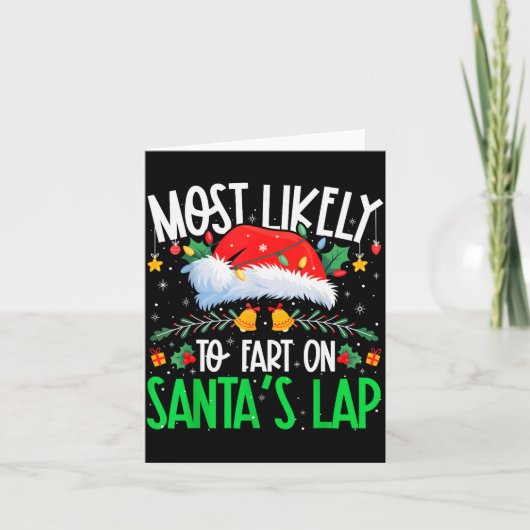Most Likely To Fart On Santa's Lap Funny Matching  Kaart (Voorkant)