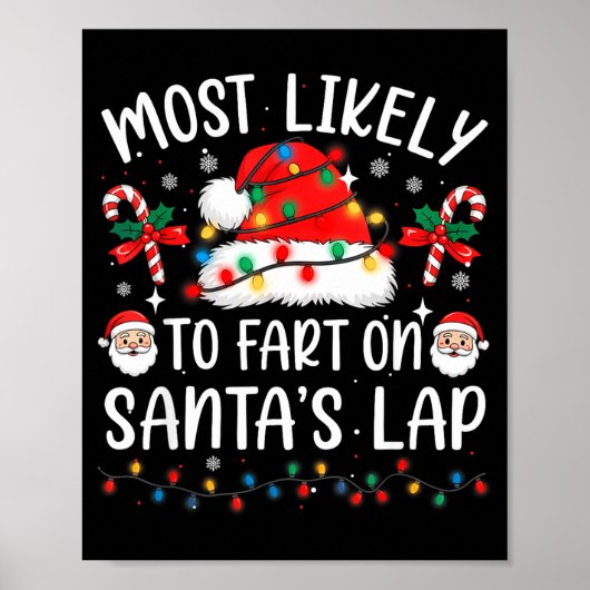 Most Likely To Fart On Santa's Lap Matching Family Poster (Voorkant)