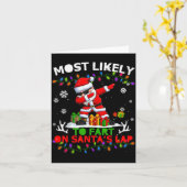 Most Likely To Fart On Santa's Lap Ugly Christmas Kaart (Gele Bloem)