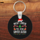 Most Likely To Fix Santa Sleigh Xmas Family Matchi Sleutelhanger (Voorkant)