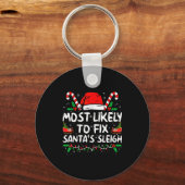 Most Likely To Fix Santa's Sleigh Family Christmas Sleutelhanger (Voorkant)