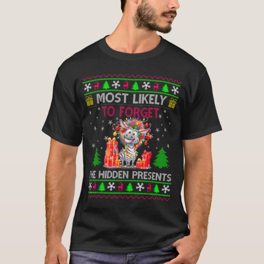 Most Likely To Forget The Hidden Zebra Christmas  T-shirt (Voorkant)