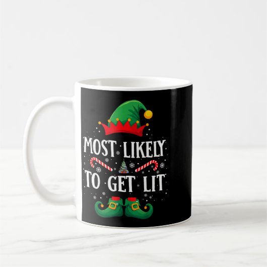 Most Likely To Get Lit Matching Christmas Elf  Koffiemok (Links)