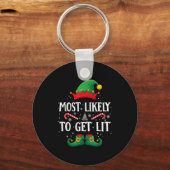 Most Likely To Get Lit Matching Christmas Elf Sleutelhanger (Voorkant)