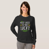 Most Likely To Get Lucky Family Funny St Patrick's T-shirt (Voorkant volledig)