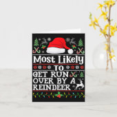 Most Likely To Get Run Over By A Reindeer - Family Kaart (Gele Bloem)