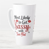 Most Likely to Get Sassy Personalized Mug Latte Mok (Linkerhoek)