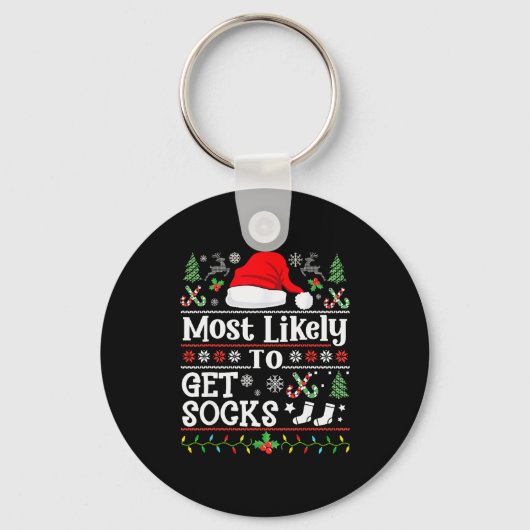 Most Likely To Get Socks - Family Christmas Pajama Sleutelhanger (Voorkant)