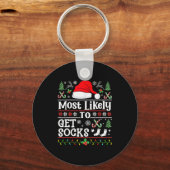 Most Likely To Get Socks - Family Christmas Pajama Sleutelhanger (Voorkant)
