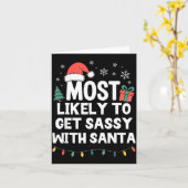Most Likely To Get Sy With Santa Christmas Funny X Kaart (Gele Bloem)