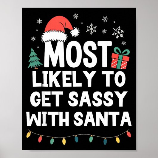 Most Likely To Get Sy With Santa Christmas Funny X Poster (Voorkant)