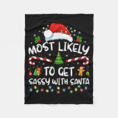 Most Likely To Get Sy With Santa Funny Family Chri Fleece Deken (Voorkant)