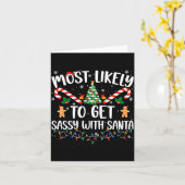 Most Likely To Get Sy With Santa Funny Family Chri Kaart (Gele Bloem)