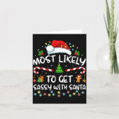 Most Likely To Get Sy With Santa Funny Family Chri Kaart (Voorkant)