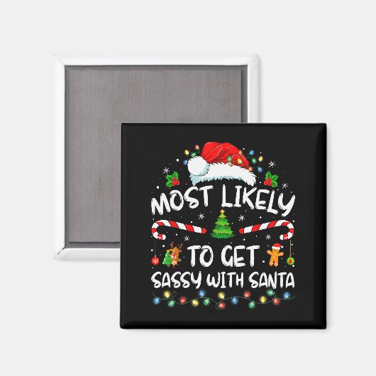 Most Likely To Get Sy With Santa Funny Family Chri Magneet (Voorkant / Achterkant)