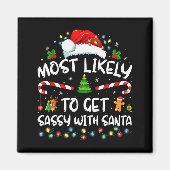 Most Likely To Get Sy With Santa Funny Family Chri Magneet (Voorkant)