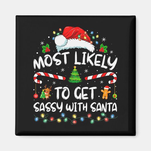 Most Likely To Get Sy With Santa Funny Family Chri Magneet (Voorkant)