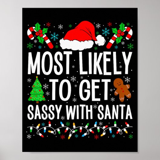 Most Likely To Get Sy With Santa Funny Family Chri Poster (Voorkant)