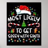 Most Likely To Get Sy With Santa Funny Family Chri Poster (Voorkant)