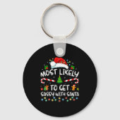 Most Likely To Get Sy With Santa Funny Family Chri Sleutelhanger (Voorkant)