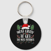 Most Likely To Get The Most Presents Santa Christm Sleutelhanger (Voorkant)