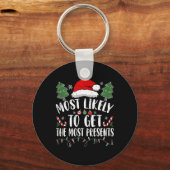 Most Likely To Get The Most Presents Santa Christm Sleutelhanger (Voorkant)
