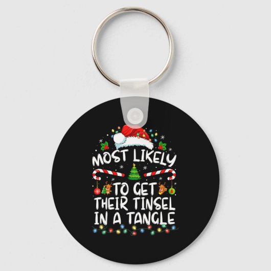 Most Likely To Get Their Tinsel In A Tangle Family Sleutelhanger (Voorkant)