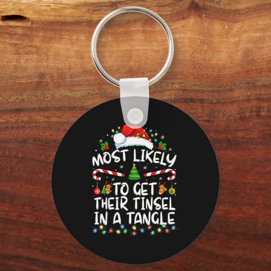 Most Likely To Get Their Tinsel In A Tangle Family Sleutelhanger (Voorkant)