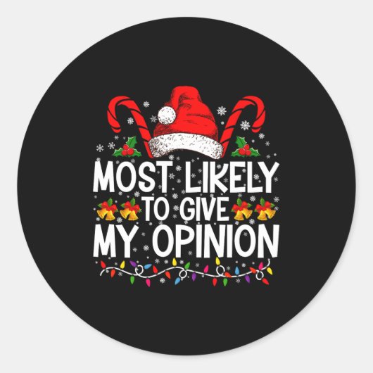 Most Likely To Give My Onion Funny Christmas Ronde Sticker (Voorkant)