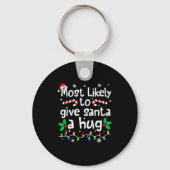 Most Likely To Give Santa Hug Family Christmas Mat Sleutelhanger (Voorkant)