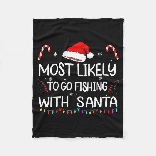 Most Likely To Go Fishing With Santa Family Christ Fleece Deken (Voorkant)